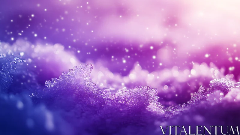 Magical Winter Ice Crystals in Dreamy Purple Abstract Style.