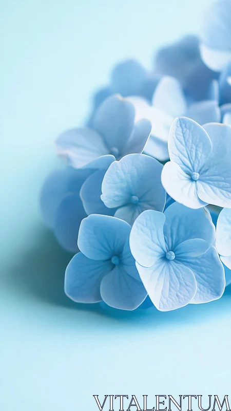 Blue Hydrangea Flowers in Soft Focus Light