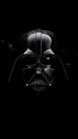 Glossy black sci fi respirator helmet in dramatic low key