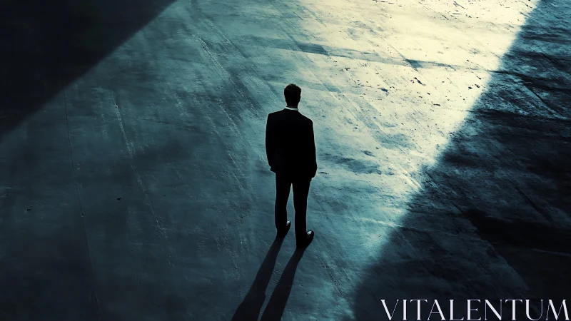 Silhouetted Figure in Geometric Light. Cinematic Minimalism.