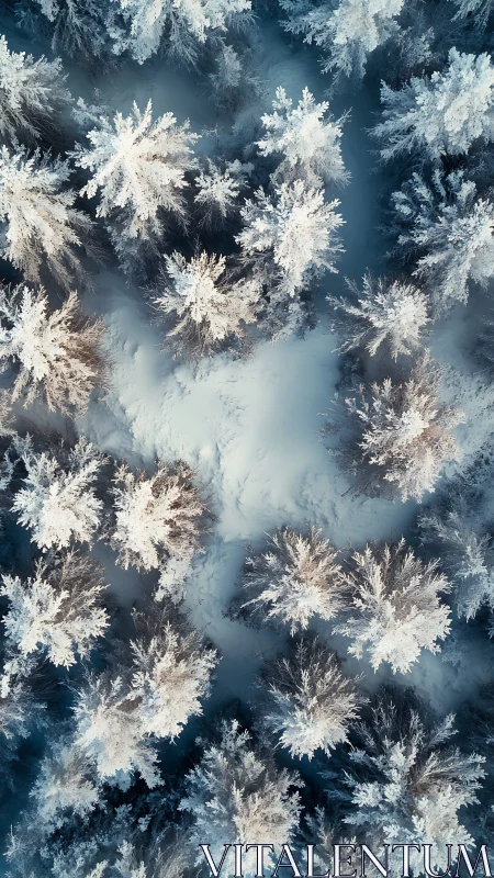 Silent winter forest drifts into soft blue and white calm