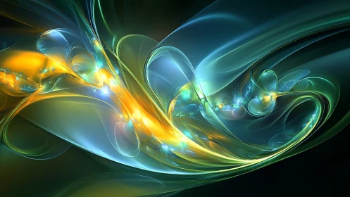 Curved fractal flows render luminous caustic ribbons in spectral space