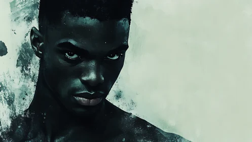 Powerful portrait of focused man in moody teal light.