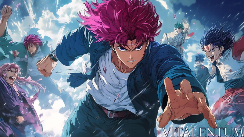 Dynamic anime battle charge with motion blur and radial depth cues