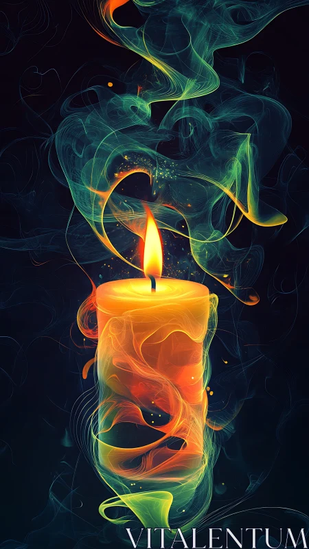 Mystical Flame Dance: Glowing Candle With Ethereal Energy