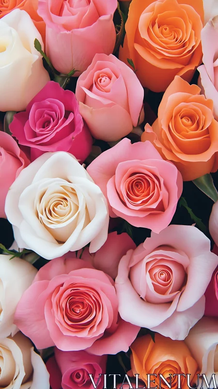 Multicolor Rose Bouquet: Chromatic Floral Arrangement Study.