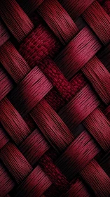 Interlaced red textured bands in uniform woven grid pattern.