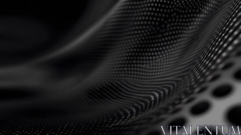Abstract 3D Wavy Black Surface with Dotted Pattern Texture.