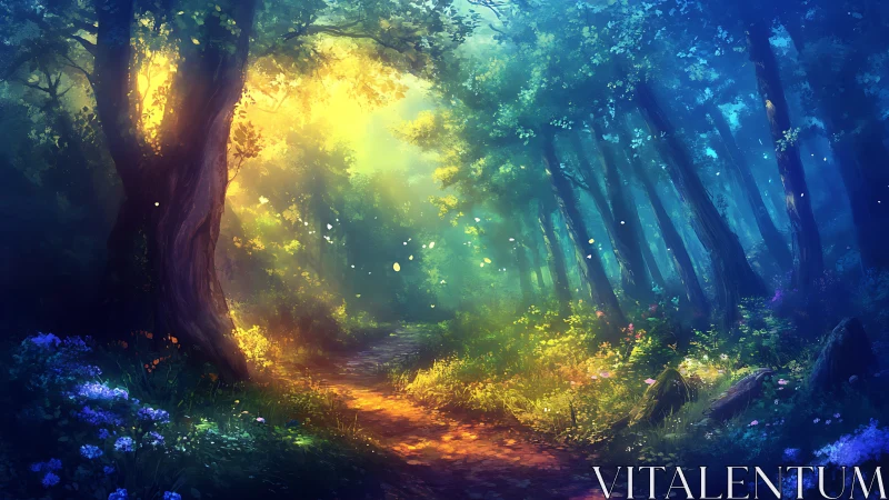 Enchanted Forest Pathway Glowing with Magic.