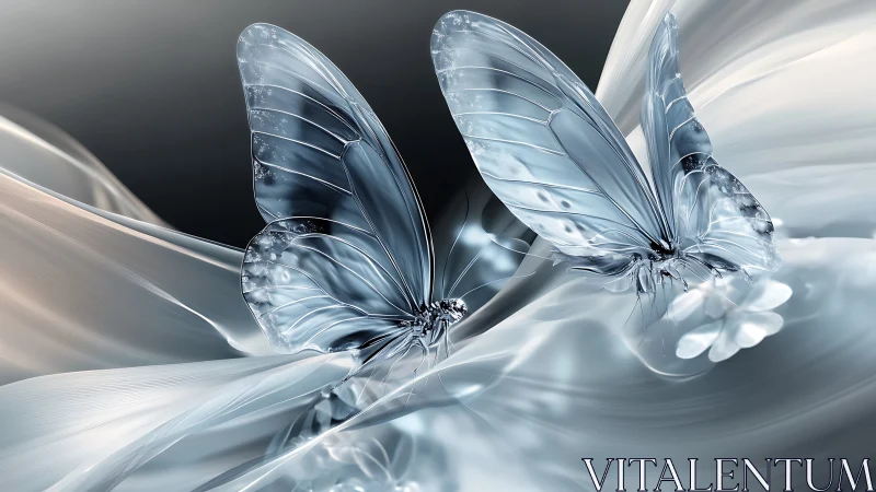 Ethereal glass butterflies over luminous silk currents.