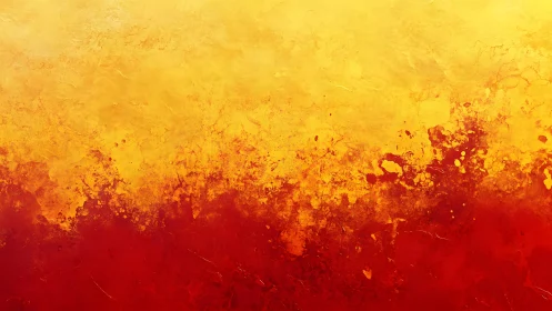 Fiery red and yellow abstract textured painting in modern style.