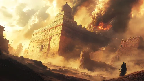 Golden ruins under a burning sky invite bold imaginations.