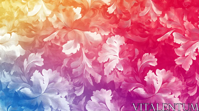 Gradient ginkgo feather fractal foliage with warm spectral hues