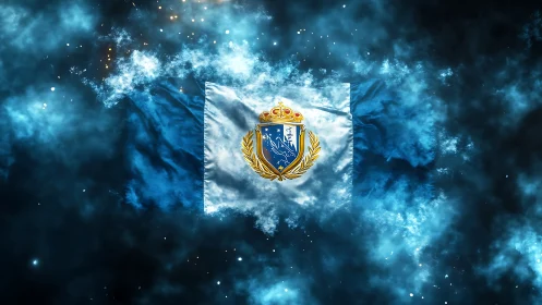 Celestial blue banner of San Marino blazing through starlight.