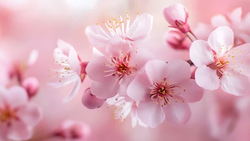 Soft-Focus Cherry Blossoms: Botanical Macro Photography Study.