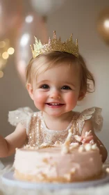 Crowned Radiance: Toddler's Glittering Birthday Moment Unfolds