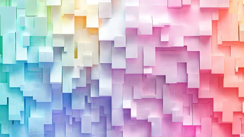 Pastel cubic gradient forms layered geometric abstract wall