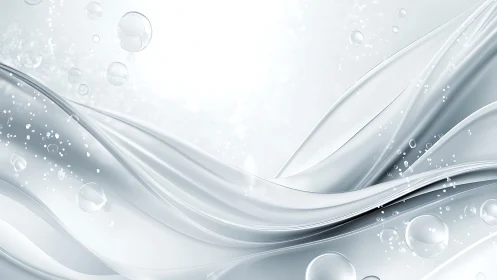 Gentle silver waves drift with bright floating water bubbles