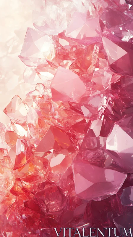 Pink crystal cluster with luminous faceted surfaces.