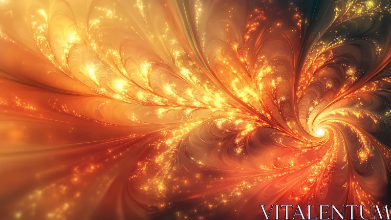 Golden spiral of glowing light unfurls in warm flowing waves