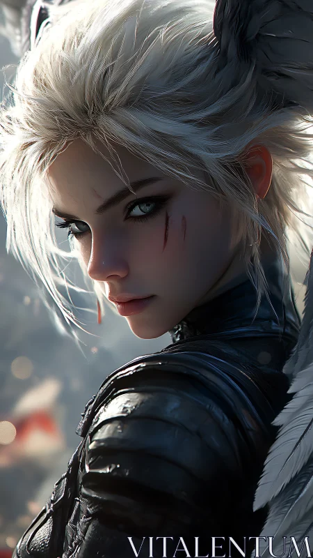 Winged warrior portrait in dramatic cinematic backlight.