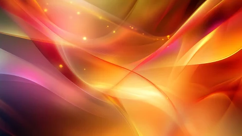 Luminous orange waves curve through soft abstract gradient space