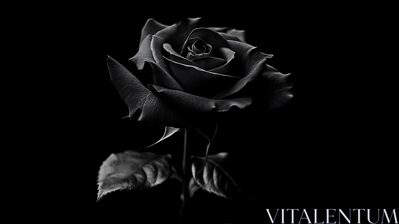 Monochrome macro study isolates a single rose in high contrast