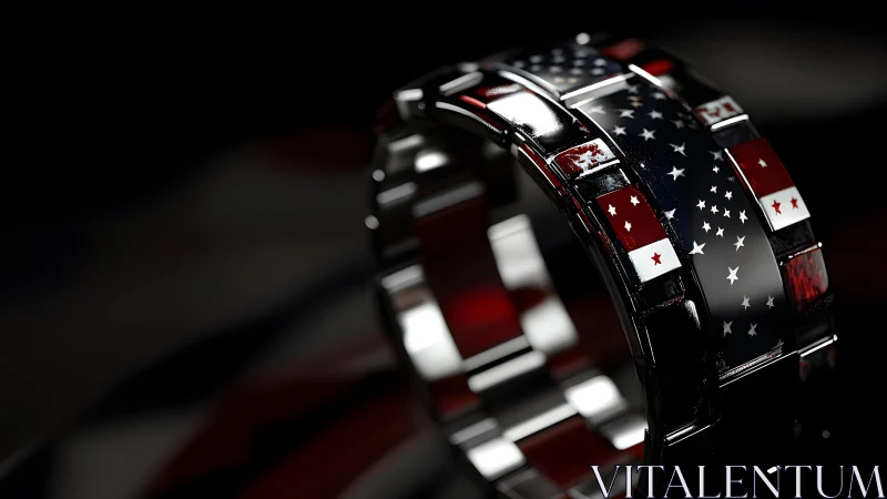 Patriotic American Flag Bracelet in Sleek, Modern Metal Design.