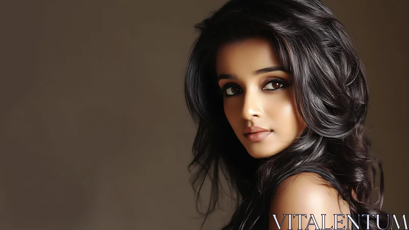 Soft light embraces a poised woman with thoughtful eyes