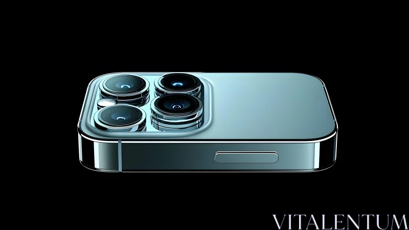 Sleek smartphone with triple camera lenses, modern digital art style.