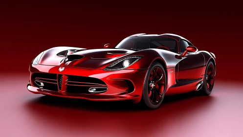 Scarlet supercar prowls spotlighted crimson studio stage