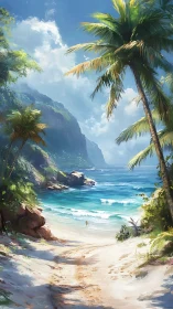 Tropical Paradise Beach Hidden Among Cliffs.