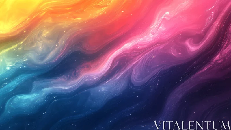 Digital painting of prismatic nebula currents in motion dynamics.