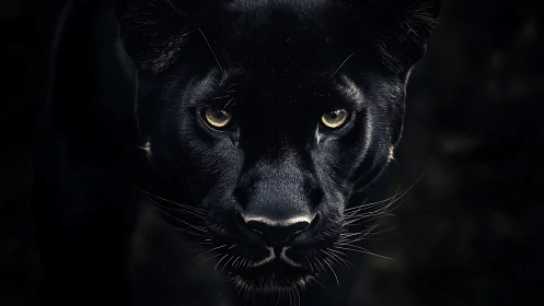 Black Panther's Piercing Gaze in Darkness.