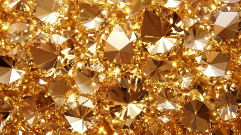 Radiant cluster of faceted golden gemstones in macro view.