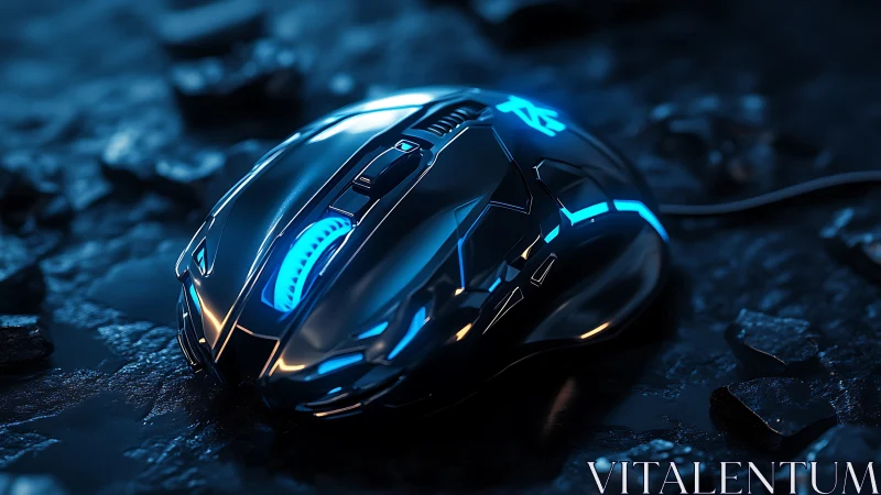 Programmable RGB gaming mouse with reflective shell and blue edge lighting