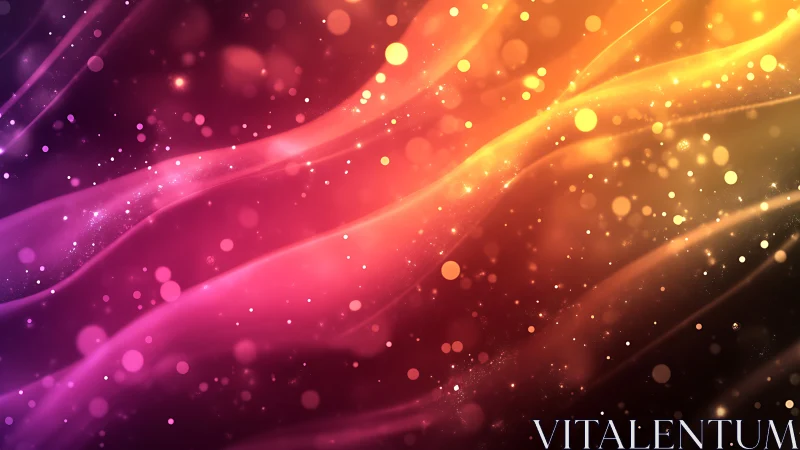 Glowing sunset ribbons drifting through a starry haze.