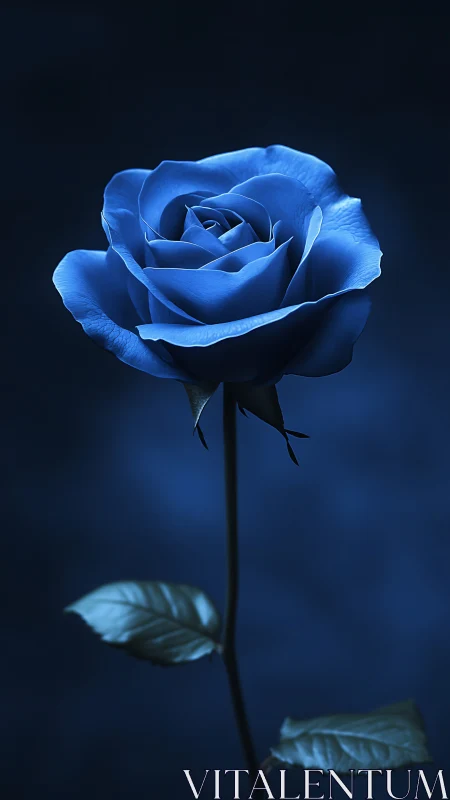 Blue Rose Against Dark Background