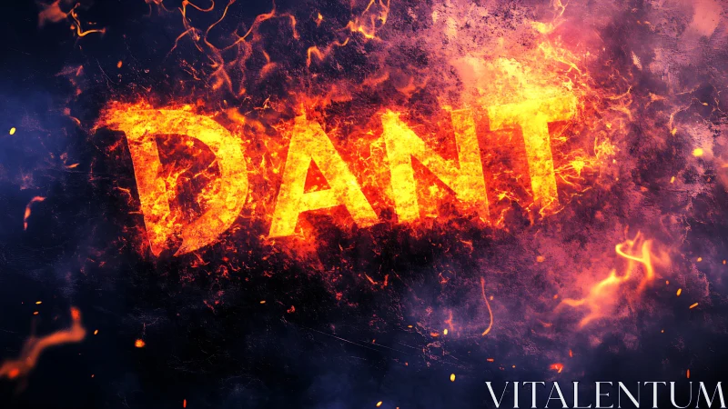 Luminous typographic composition rendered in incandescent fire effect