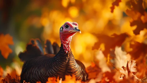 Crimson Sentinel Emerges from Autumn's Burning Foliage.