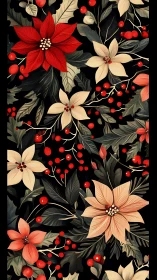 Festive poinsettia florals glow against deep black backdrop