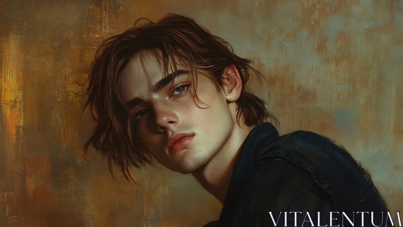 Soft-lit portrait of a thoughtful young dreamer in amber tones.