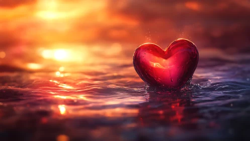 Luminous Heart Glowing at Sunset.
