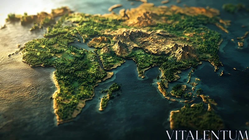 Sunlit 3D world map invites close exploration and wonder