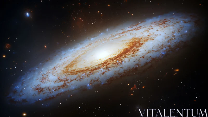 Gentle spiral galaxy glowing softly in a star-filled night sky.