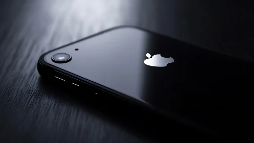 Sleek Black iPhone Against Textured Surface.