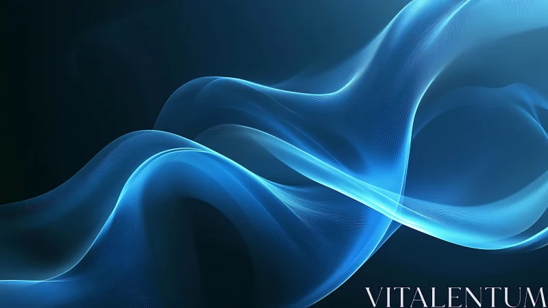 Layered blue light waves on dark abstract digital field.
