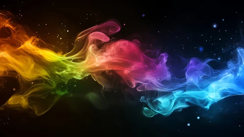 Prismatic nebula stream unfolding across cosmic dark.