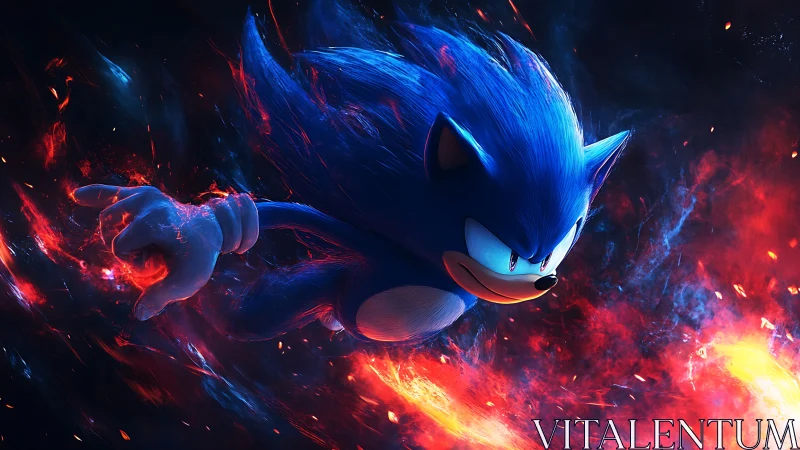 Blue speedster in high-energy fiery nebula motion field