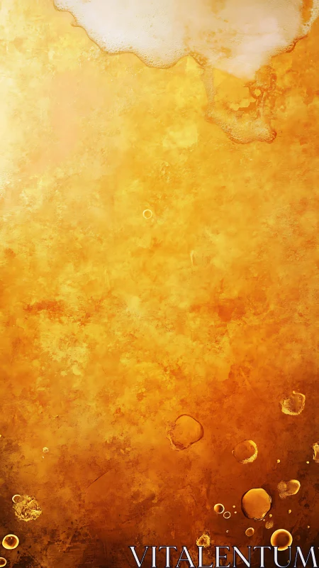 Vertical close-up shows textured amber liquid surface